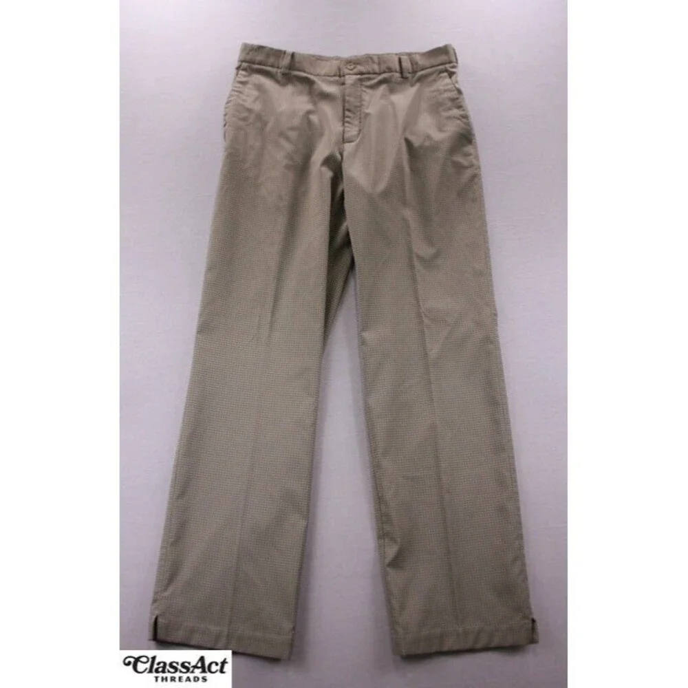 Nike Golf Pants Mens Brown Checked Dri-Fit Tour Performance Stretch 33 X 32
